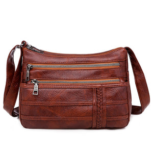 Quality PU Leather Crossbody Bag With Zippers