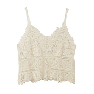 Summer Bohemian Short Strap Lace Knitted Vest Top | Free Size | Various Colours
