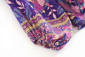 Colourful Purple Women's O-neck Blouse Top | Flare Sleeves | S-L