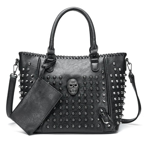 High Quality Women's Skull Handbag With Rivets