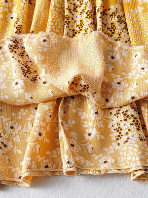 Yellow Strapless Bohemian Sundress | Cotton + Rayon | S-L