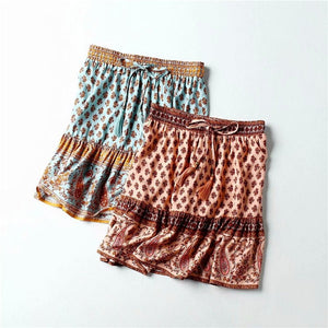 Hippie Skirt | Short Summer With Tassels | S-L | 2 Colours