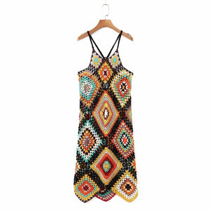 Bohemian Hollowed Out Beach Dress | Knitted Cotton | Free Size
