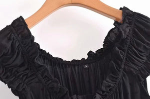 Black Bohemian Mini Dress | Slashed Neck + Sleeveless | S-L