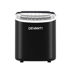 Devanti Black Portable Ice Maker | 12kg Ice Cube Tray | Bar Countertop