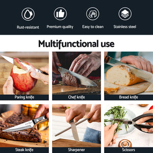 5-Star Chef 14PCS Kitchen Knife Set | Stainless Steel Non-stick | Sharpener