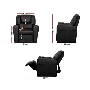 Black Kids Recliner Sofa Chair / Lounge