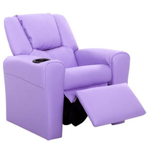 Purple Leather Kids Recliner Chair / Armchair