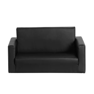 Convertible Sofa | 2 Seater | Black PU Leather