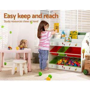 Bookshelf Toy Box & Organizer | 6 Bins Display Shelf Storage