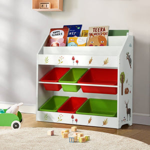 Bookshelf Toy Box & Organizer | 6 Bins Display Shelf Storage