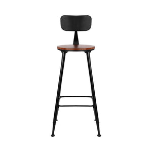 Pinewood & Metal Bar Stools - Twin Pack