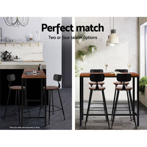 Pinewood & Metal Bar Stools - Twin Pack