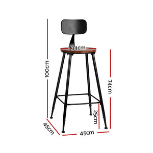 Set of 4 Vintage Industrial Bar Stools | Retro Dining Chairs