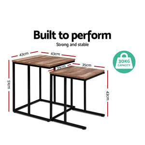 Wooden Nesting Side Coffee Tables