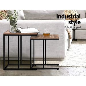Wooden Nesting Side Coffee Tables
