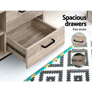 132cm Oak TV Cabinet / Entertainment Unit With Metal Frame