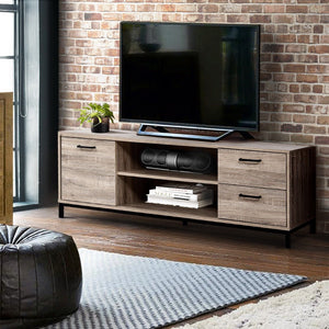 132cm Oak TV Cabinet / Entertainment Unit With Metal Frame