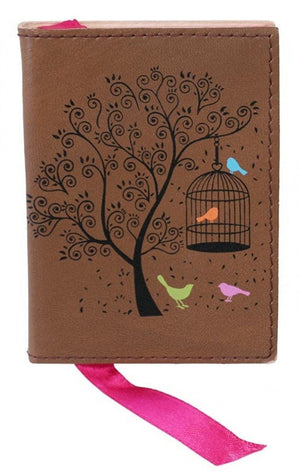 Ladies Leather Notebook Journal - Bird Cage