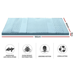 Giselle Bedding Cool Gel 7-zone Memory Foam Mattress Topper w/Bamboo Cover 8cm - Single