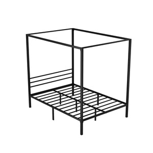 Artiss Four-Poster Metal Bed Frame - Double Size | Sleek Black Platform (POCHY)