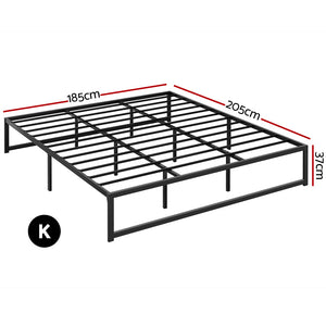 Artiss King Size Metal Bed Frame - Black | Modern Mattress Platform