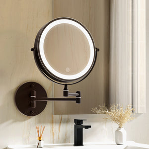 Embellir Extendable Makeup Mirror 10X Magnifying | Double-Sided Bathroom Mirror in Brown