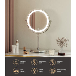 Embellir Makeup Mirror LED Light | Round 360° Rotating Cosmetic Mirror with 10X Magnifying