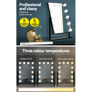 Embellir LED Standing Makeup Mirror - Black | Illuminated Beauty Mirror