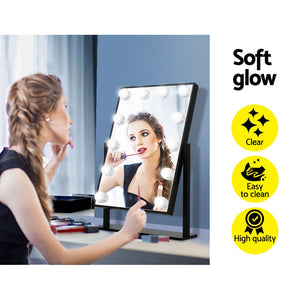 Embellir LED Standing Makeup Mirror - Black | Illuminated Beauty Mirror