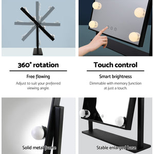 Embellir LED Standing Makeup Mirror - Black | Illuminated Beauty Mirror