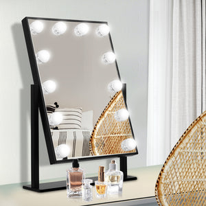 Embellir LED Standing Makeup Mirror - Black | Illuminated Beauty Mirror