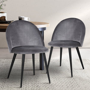 Artiss Set of 2 Velvet Modern Dining Chair - Dark Grey - The Hippie House