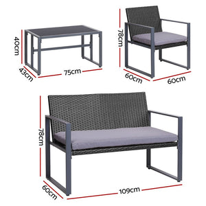 Patio Table And Chairs - 4PCS Family Set