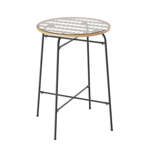 Gardeon Outdoor Bar Table Wicker Dining | Steel Patio Bistro Glass Table for Balcony
