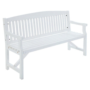 White Wooden Garden Bench / Garden Chair - 3 Seater