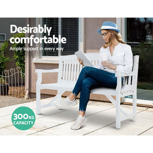 White Wooden Garden Bench / Garden Chair - 3 Seater