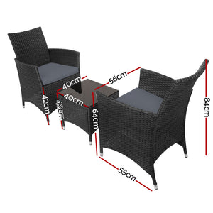 3pc Bistro Chair & Table Set