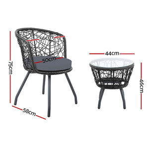 Black Outdoor Patio Chair And Table Set