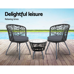 Black Outdoor Patio Chair And Table Set