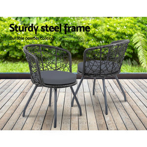Black Outdoor Patio Chair And Table Set
