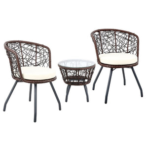 Outdoor Brown Patio Chair and Table Set