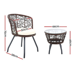 Outdoor Brown Patio Chair and Table Set
