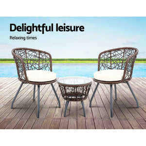 Outdoor Brown Patio Chair and Table Set