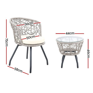Outdoor Patio Chair and Table - Grey