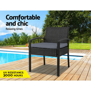 Outdoor Black Bistro Wicker Chair