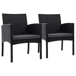 Set of 2 Outdoor Bistro Chairs With Wicker Cushions
