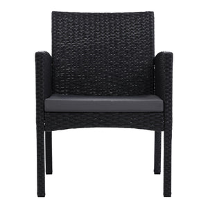Set of 2 Outdoor Bistro Chairs With Wicker Cushions