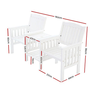 White Garden Bench Chair & Table Set