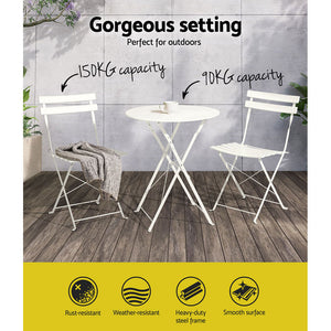 Gardeon Outdoor Setting Bistro Set | Folding Table and Chairs for Patio
